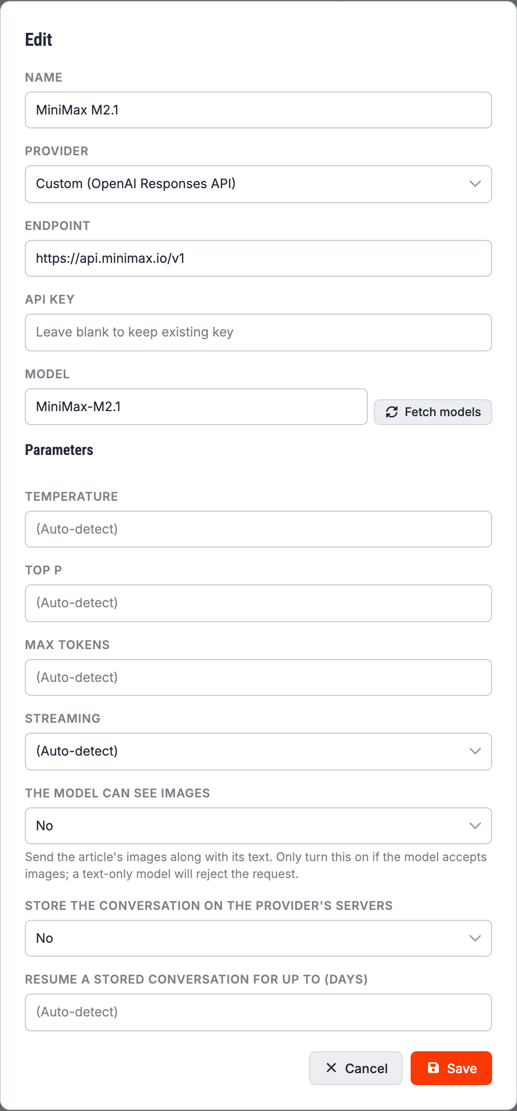 Editing an AI service