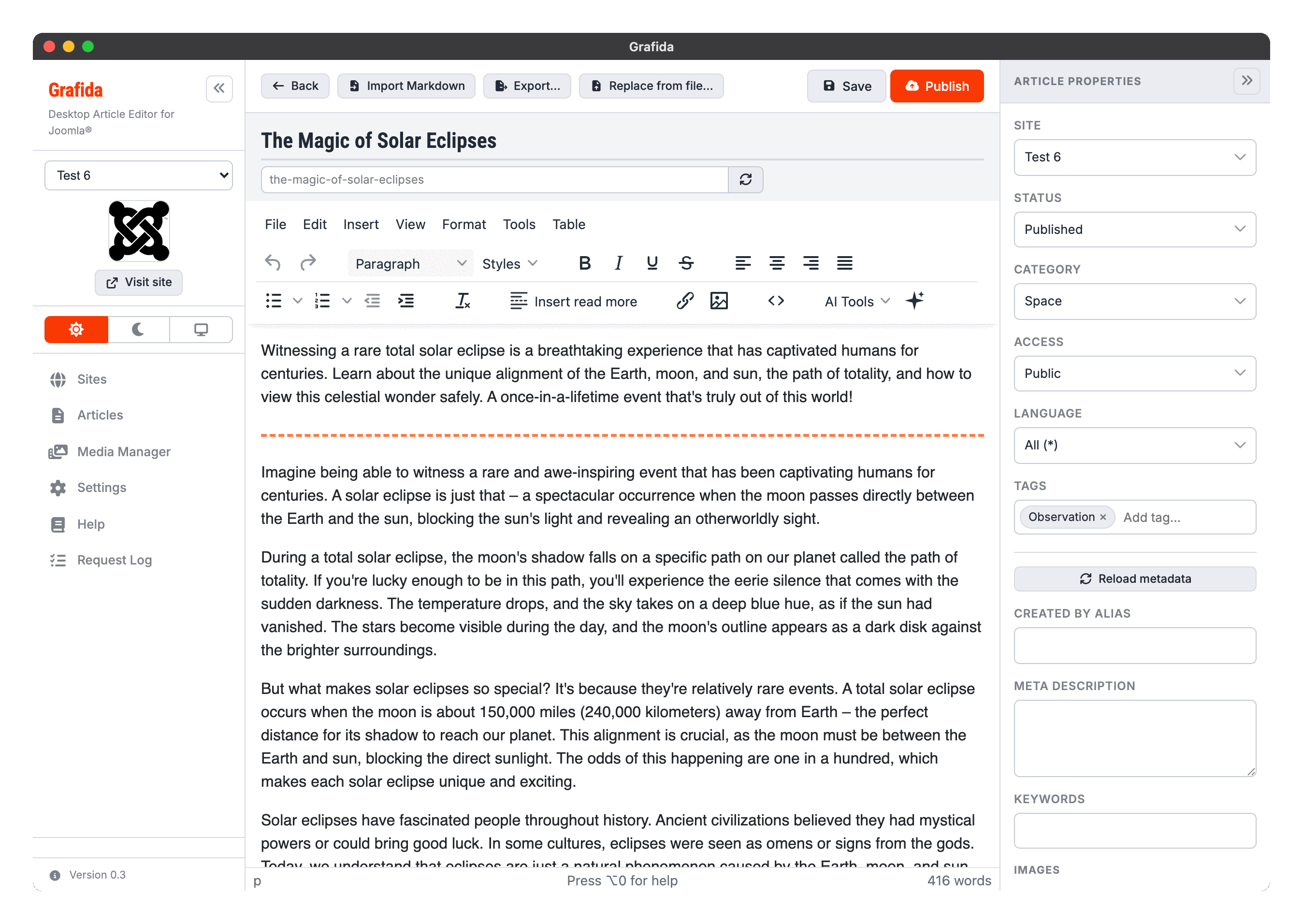 The article editor